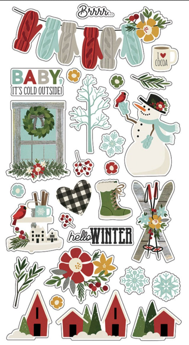 Winter Farmhouse Chipboard Stickers from Simple Stories