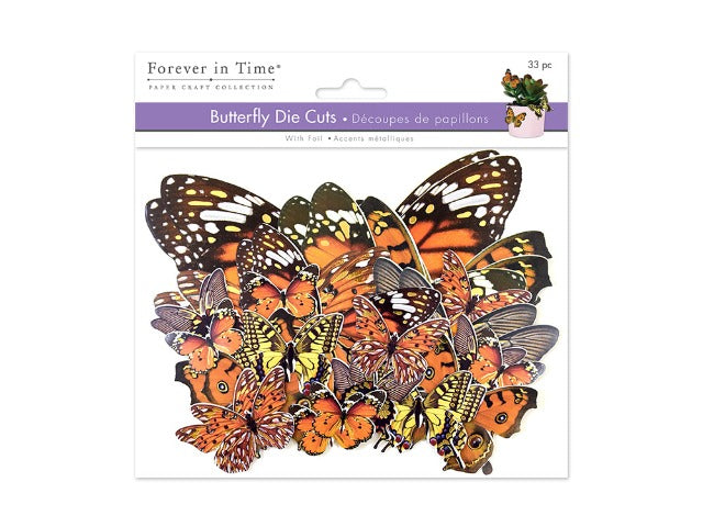 Butterfly Die Cuts w/Foil Accents by Forever In Time, MultiCraft - Orange