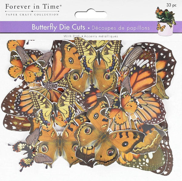 Butterfly Die Cuts w/Foil Accents by Forever In Time, MultiCraft - Orange