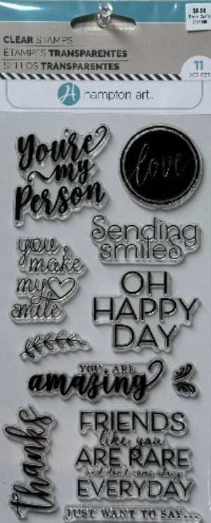 Janet Dunn Clear Stamp Set by Hampton Art - You're My Person. 11 pieces