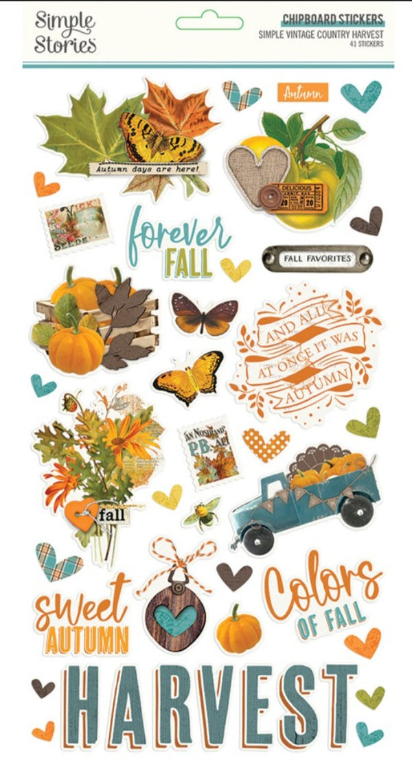 Simple Vintage Country Harvest Chipboard Stickers by Simple Stories