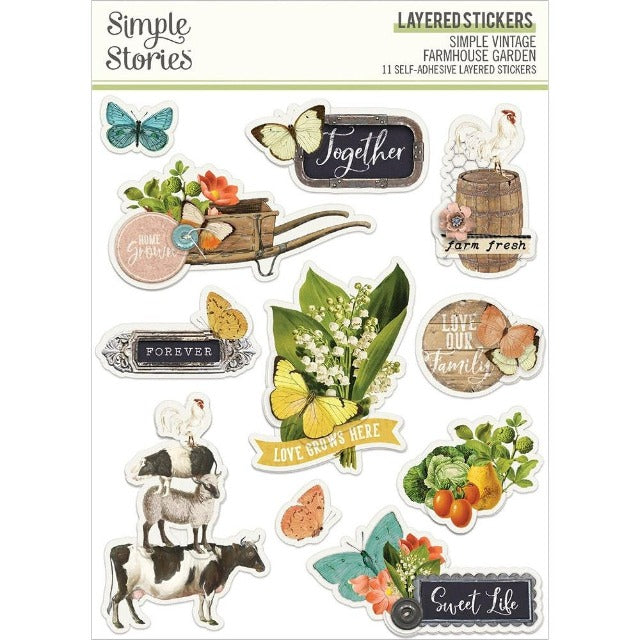 Simple Vintage Farmhouse Garden Collection - Layered Stickers from Simple Stories