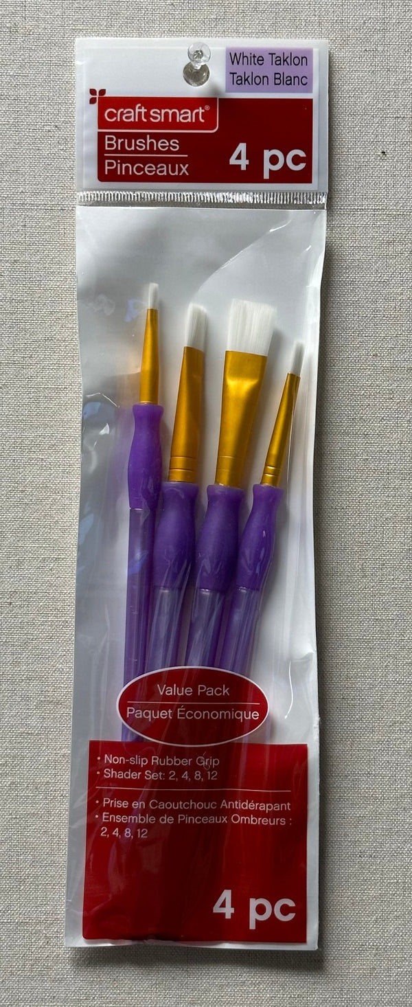 White Taklon Paint Brushes by Craft Smart - Set of 4 - Shader Set 2, 4, 8, 12