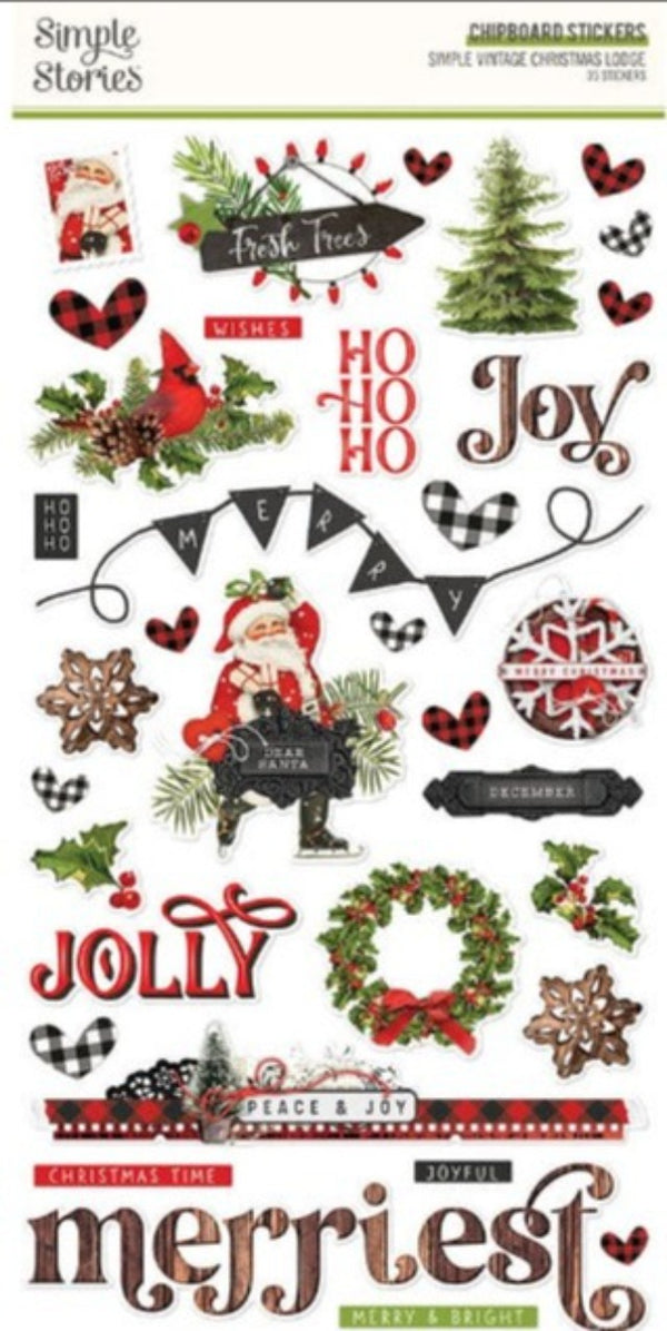 Simple Vintage Christmas Lodge Chipboard Stickers by Simple Stories