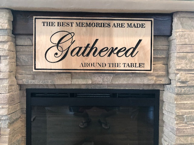 The Best Memories Are Made Gathered Around The Table | Wall Decor | Dinning Room Sign | Kitchen Decor | Engraved Wood Sign