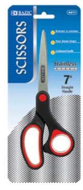 Bazic 7" Soft Grip Stainless Steel Scissor