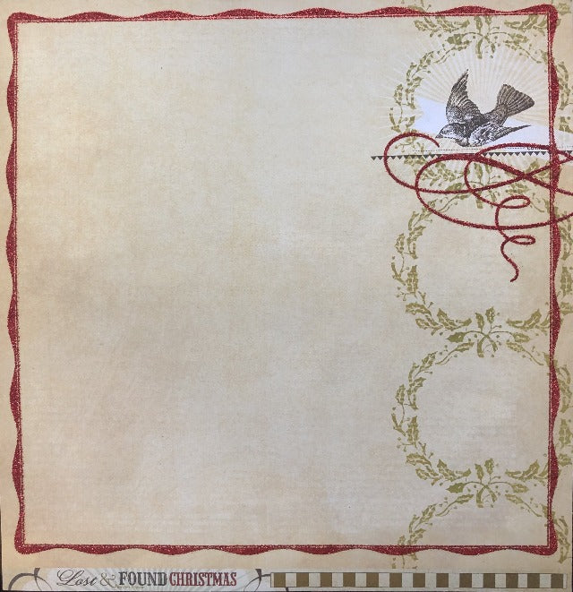 Lost & Found Christmas Peace Glittered Paper from My Mind's Eye - 12 x 12 Double Sided Cardstock
