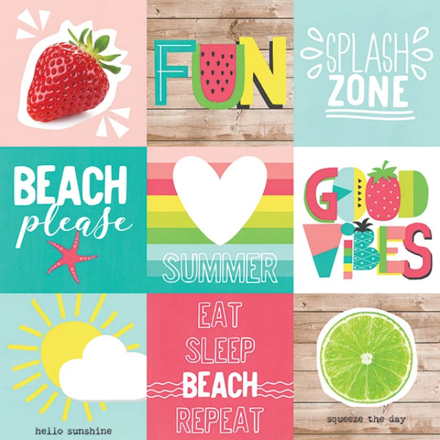 Simple Stories - Hello Summer Collection - 12 x 12 Double Sided Paper - 4 x 4 Elements