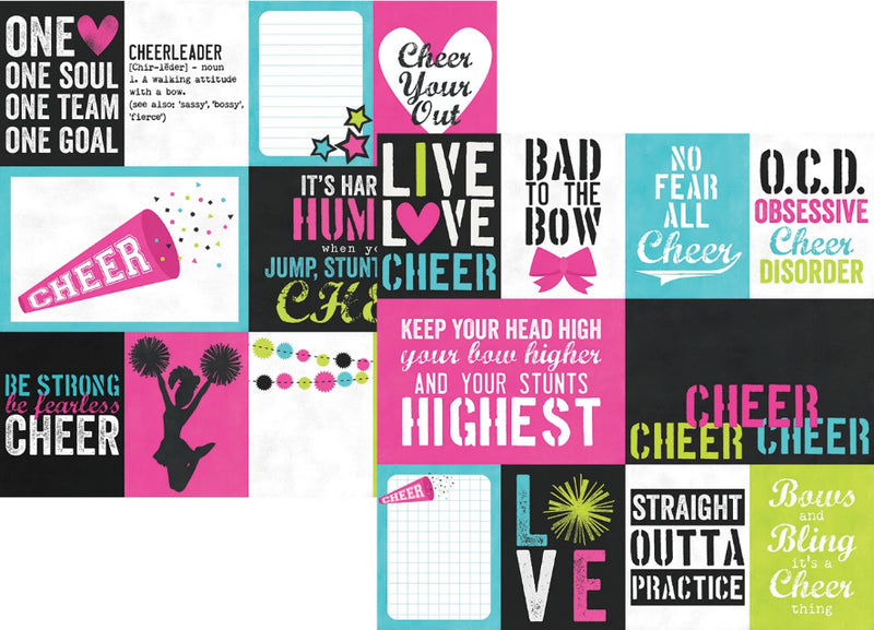 Simple Stories - Cheer Collection - 12 x 12 Double Sided Paper - 3 x 4 and 4 x 6 Journaling Cards