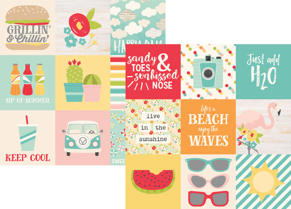 Simple Stories - Summer Days Collection - 12 x 12 Double Sided Paper - 4 x 4 Elements