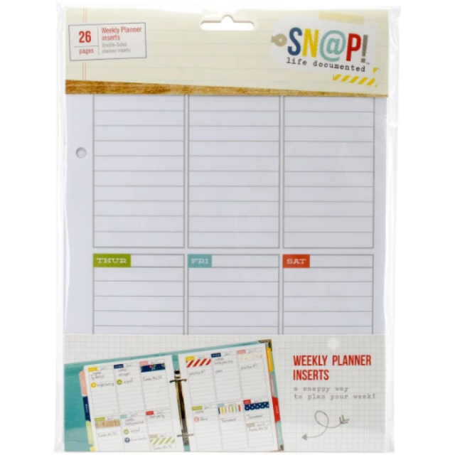 Sn@p! Planner Inserts Double-Sided 6"X8" 25/Pkg-Life Documented 52 Weeks