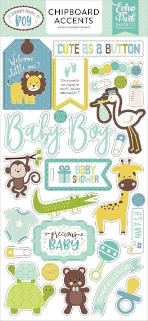 Sweet Baby Boy Chipboard Accents by Echo Park