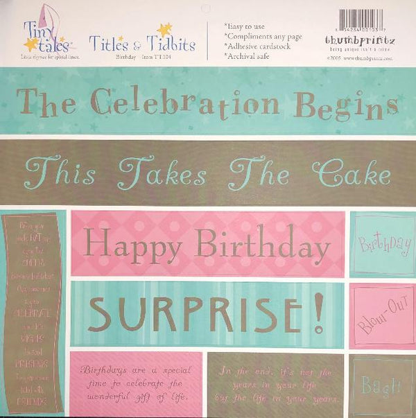 Tiny Tales - Birthday Title & Tidbits Adhesive Cardstock Stickers