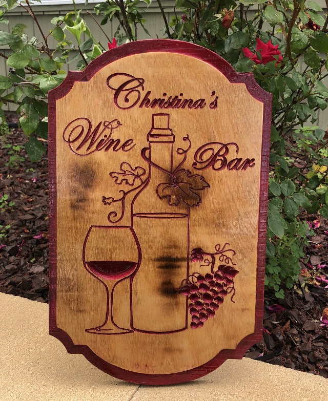 Personalized Wine BAR - Indoor/Outdoor BAR Sign - Birchwood Sign - Can be Customized