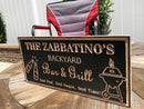 Backyard Sign | Wood Engraved Bar & Grill Sign | Personalized Outdoor Sign | Custom Plaque |