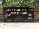 Backyard Sign | Wood Engraved Bar & Grill Sign | Fire Pit Sign | Personalized Outdoor Sign | Custom Plaque